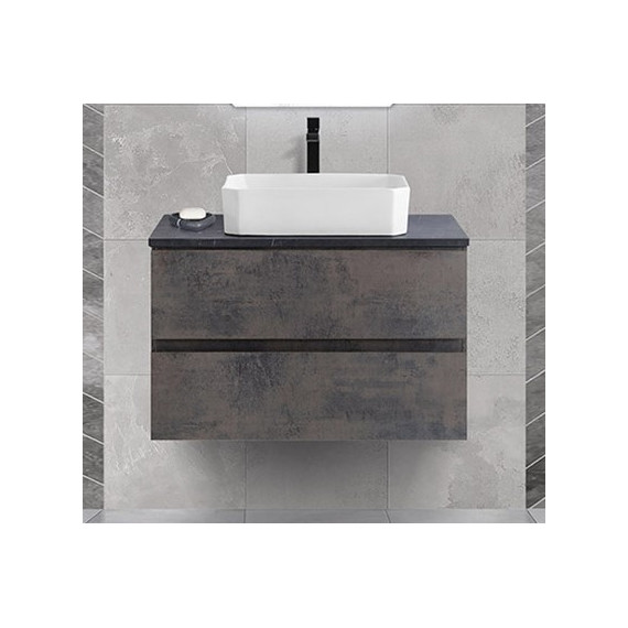 Тумба подвесная со столешницей Cezares MOLVENO 46-80-2C-SO-OSS 80 см, Ossido/Marmo Nero Opaco - фото 