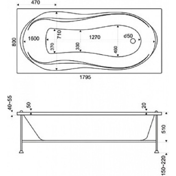 Ванна акриловая 180х80 Bas ЯМАЙКА - фото 7