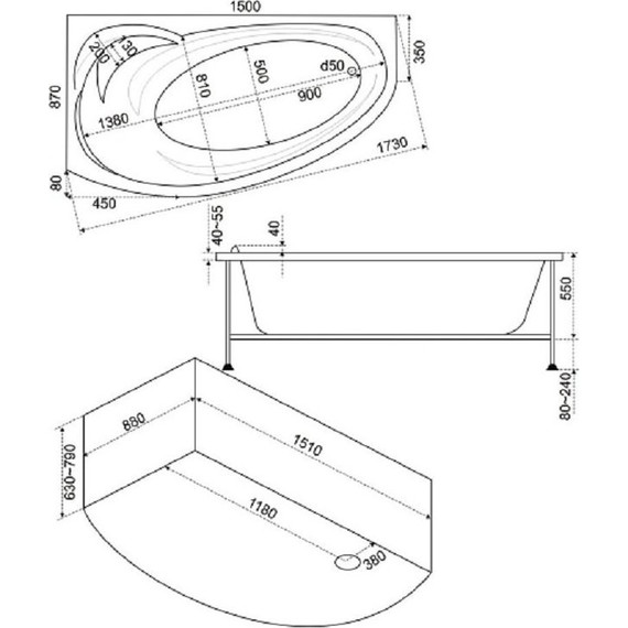Ванна акриловая 150*90 Bas ФЭНТЕЗИ L - фото 6