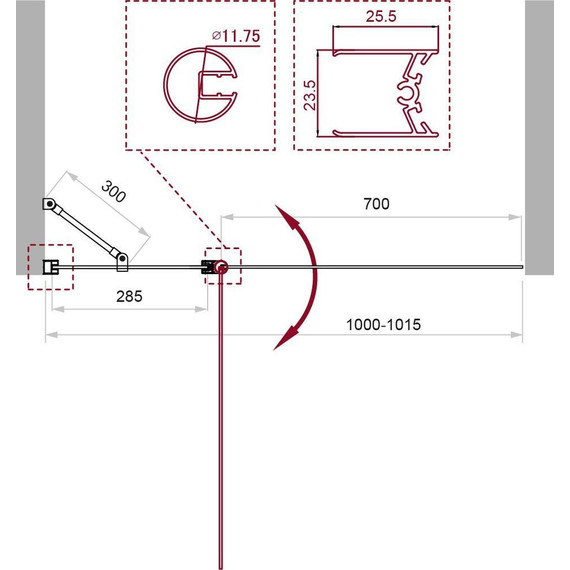 Шторка для ванны BelBagno 100 см UNO-V-11-100/150-CH-CR, хром/шиншилла - фото 4