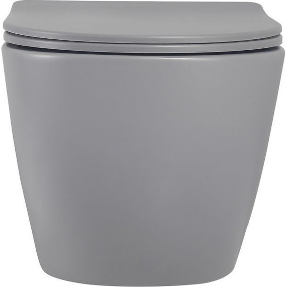 Унитаз подвесной безободковый Abber Bequem AC1101MG с крышкой микролифт, серый матовый, Цвет производителя: серый - фото 4