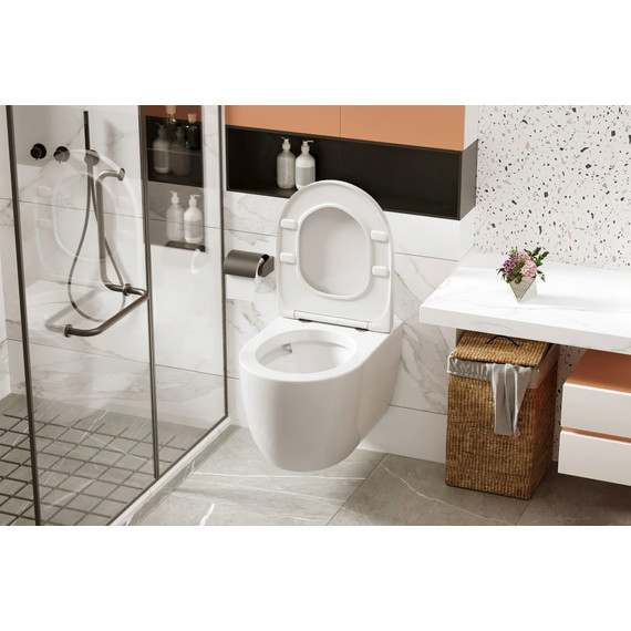 Унитаз подвесной безободковый импульсный Abber Bequem AC1105P с крышкой микролифт - фото 6