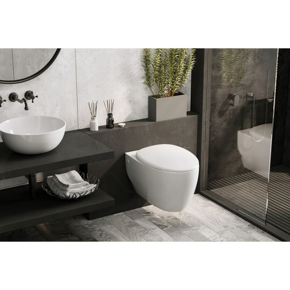 Унитаз подвесной безободковый импульсный Abber Bequem AC1107P с крышкой микролифт - фото 4