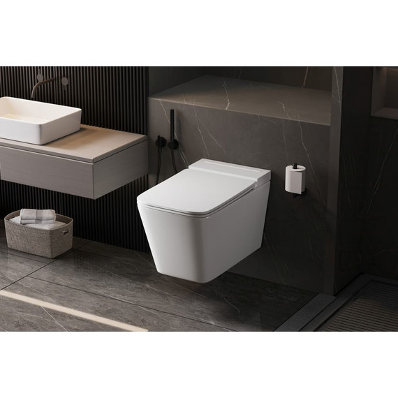 Унитаз подвесной безободковый импульсный Abber Rechteck AC1202P с крышкой микролифт - фото 9