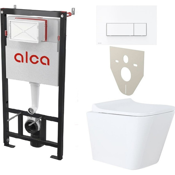 Инсталляция Alcaplast AM101/1120-4:1 RU с подвесным безободковым унитазом Azario Teramo AZ-0052 - фото 