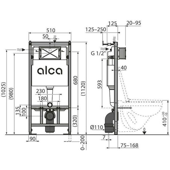 Инсталляция Alcaplast AM101/1120-4:1 RU с подвесным безободковым унитазом Azario Teramo AZ-0052 - фото 6
