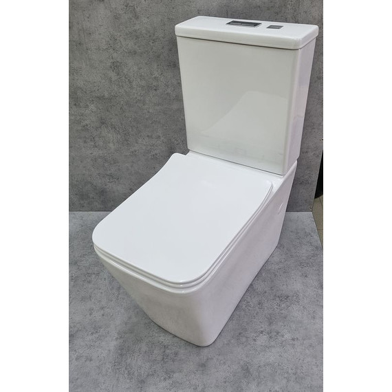 Унитаз-компакт CeramaLux Rimless 2170AXMW с крышкой микролифт, белый матовый, Цвет производителя: белый матовый - фото 6