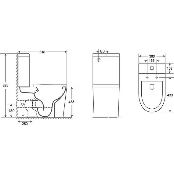 Унитаз-компакт CeramaLux Rimless 2179XMH с крышкой микролифт, серый матовый, Цвет производителя: серый - фото 2