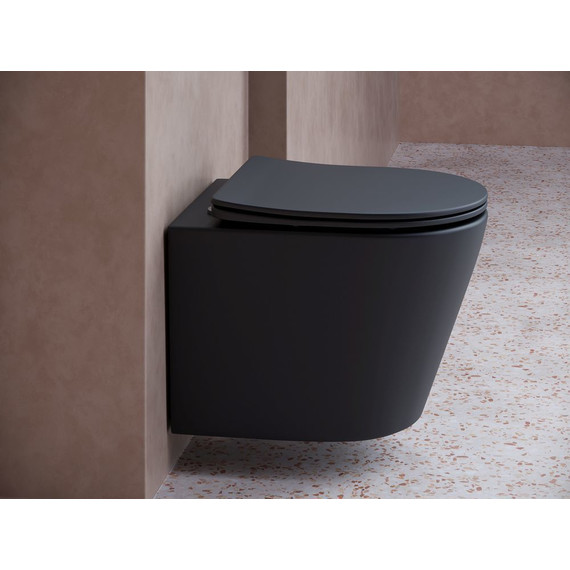 Унитаз подвесной Ceramicanova Balearica Rimless CN6000MB с тонкой крышкой микролифт, черный матовый, Цвет производителя: чёрный матовый - фото 2