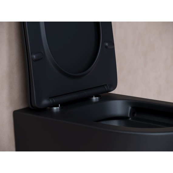 Унитаз подвесной Ceramicanova Balearica Rimless CN6000MB с тонкой крышкой микролифт, черный матовый, Цвет производителя: чёрный матовый - фото 5