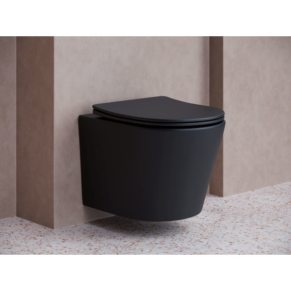 Унитаз подвесной Ceramicanova Balearica Rimless CN6000MB с тонкой крышкой микролифт, черный матовый, Цвет производителя: чёрный матовый - фото 6