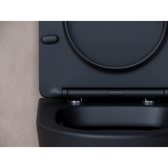 Унитаз подвесной Ceramicanova Balearica Rimless CN6000MB с тонкой крышкой микролифт, черный матовый, Цвет производителя: чёрный матовый - фото 7