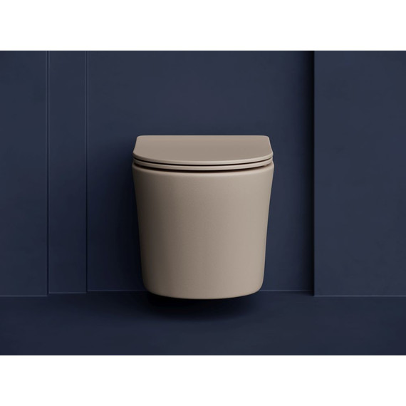 Унитаз подвесной Ceramicanova Balearica Rimless CN6000MC с тонкой крышкой микролифт, капучино матовый, Цвет производителя: коричневый - фото 2