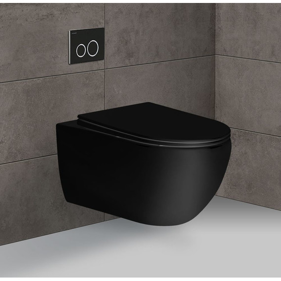 Унитаз подвесной безободковый Vincea Evo VT1-34MB с крышкой микролифт, черный матовый - фото 2