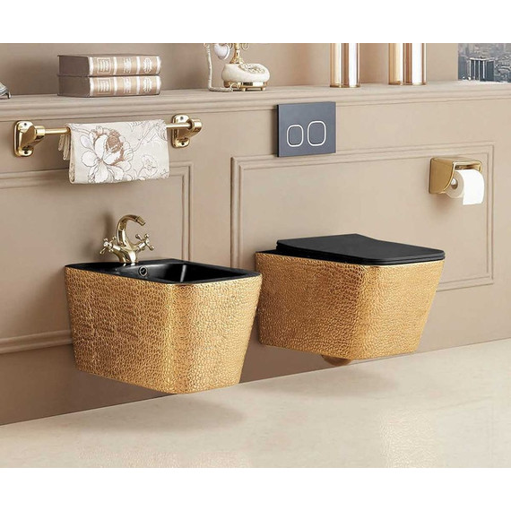 Биде подвесное Vincea Q-Line VB1-12G1B, золото/черный - фото 2