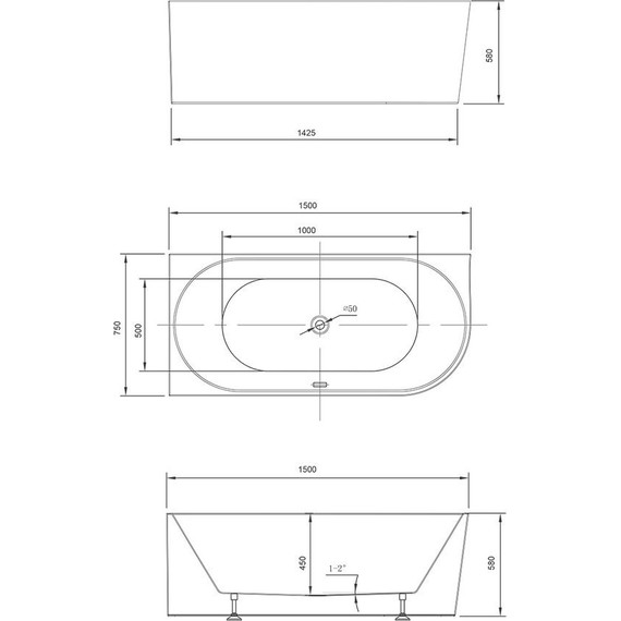 Ванна акриловая Vincea 150x75 см VBT-402-1500L, Размер - мм: 1500х750 - фото 4