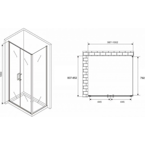 Душевое ограждение Abber Sonnenstrand 100x85 см AG04100BC-S85B, чёрный/прозрачное - фото 4