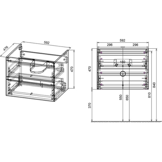 Тумба подвесная с раковиной Vincea Luka 60 см VMC-2L600RO (раковина белая VCB-13600W), тёмный дуб - фото 11