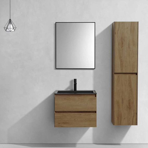 Тумба подвесная с раковиной Vincea Luka 60 см VMC-2L600TO (раковина черная VCB-13600B), дуб табак - фото 2