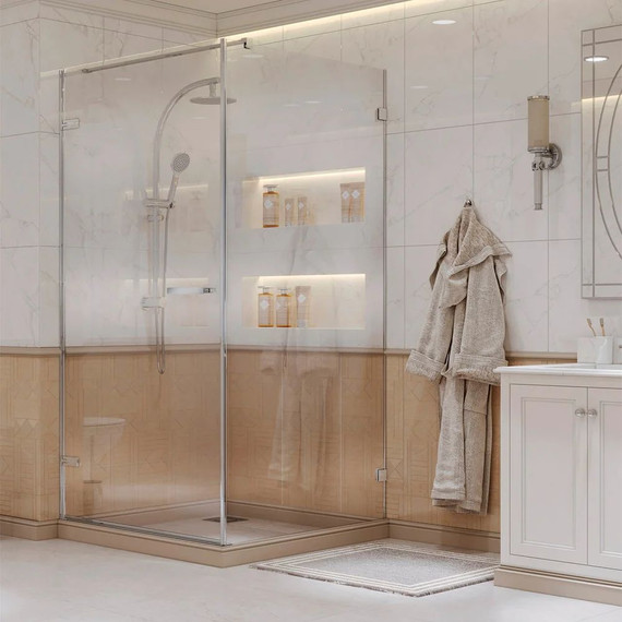 Душевое ограждение Ambassador Abner 90x90 см 10011101L L (стекло 8 мм) хром/прозрачное - фото 2