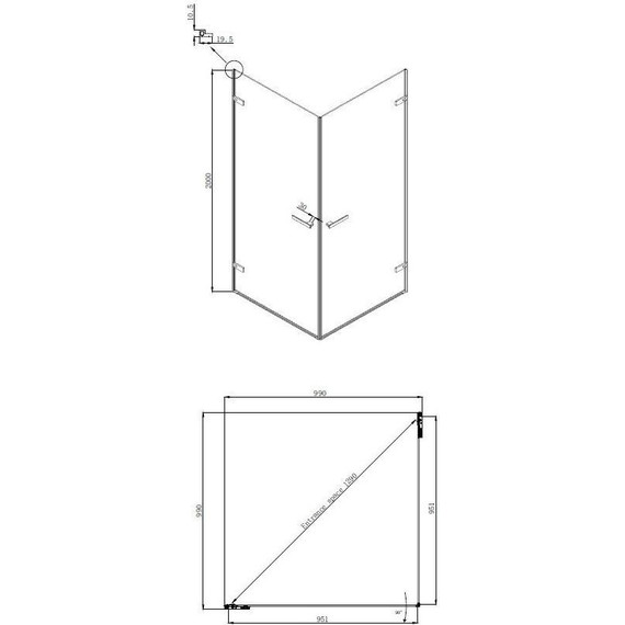 Душевое ограждение Ambassador Abner 100x100 см 10011106 (стекло 8 мм) хром/прозрачное - фото 11