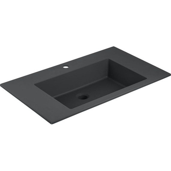 Тумба подвесная с раковиной Vincea Chiara 80 см VMC-2C800TO (раковина черная VCB-13800B), дуб табак - фото 4