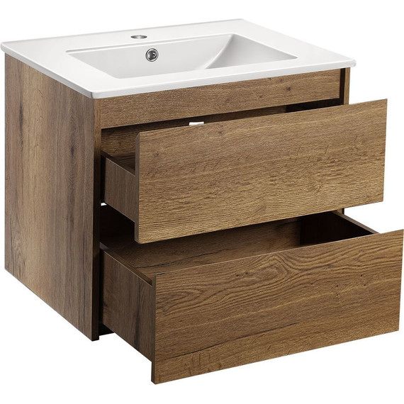 Тумба подвесная с раковиной Vincea Gio 60 см VMC-2G600TO, дуб табак - фото 5