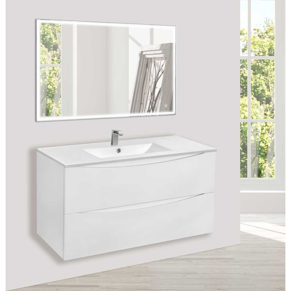 Тумба подвесная с раковиной Vincea Mia 100 см VMC-2MC100GW, белый глянец - фото 4