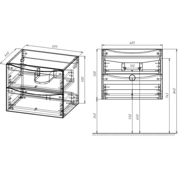 Тумба подвесная с раковиной Vincea Mia 60 см VMC-2MC600GW, белый глянец - фото 5