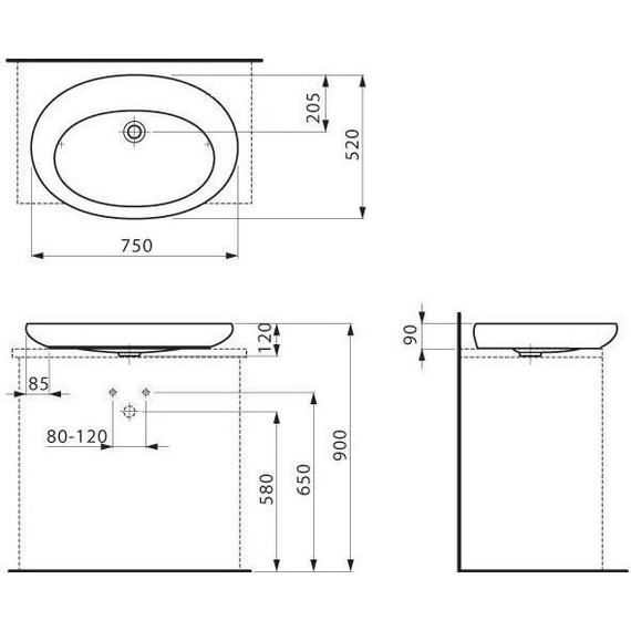 Раковина-чаша Laufen ILBAGNOALESSI ONE 75 см 8.1897.2.400.104.1 - фото 3