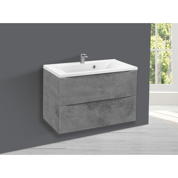 Тумба подвесная с раковиной Vincea Mia 75 см VMC-2MA750BT (раковина белая VCB-3M750W), бетон - фото 3
