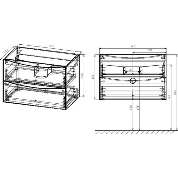 Тумба подвесная с раковиной Vincea Mia 75 см VMC-2MA750GW (раковина белая VCB-3M750W), белый глянец - фото 13