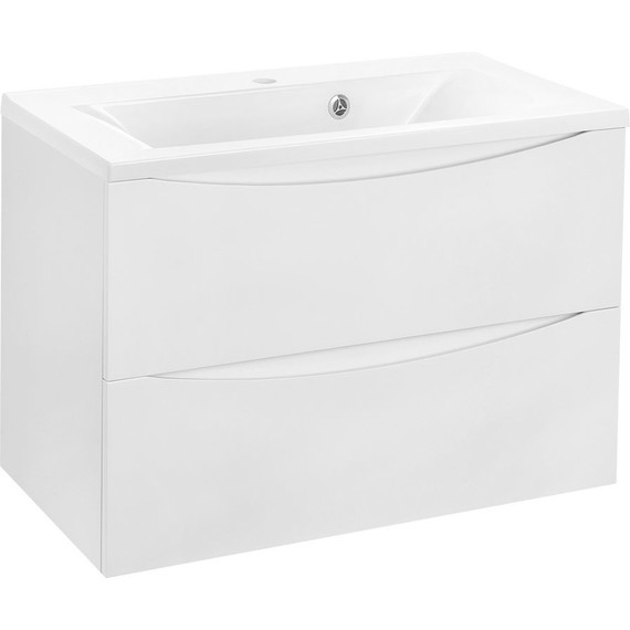 Тумба подвесная с раковиной Vincea Mia 80 см VMC-2MA800GW (раковина белая VCB-3M800W), белый глянец - фото 4