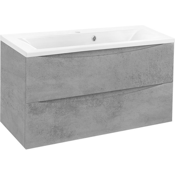 Тумба подвесная с раковиной Vincea Mia 90 см VMC-2MA900BT (раковина белая VCB-3M900W), бетон - фото 4