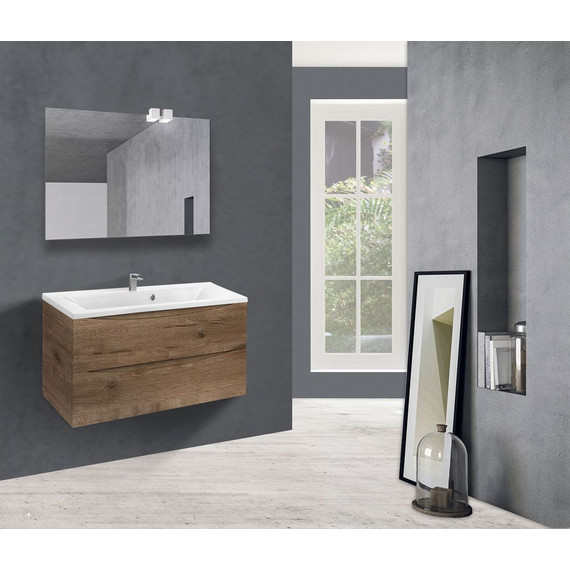 Тумба подвесная с раковиной Vincea Mia 90 см VMC-2MA900VO (раковина белая VCB-3M900W), дуб винтаж - фото 6