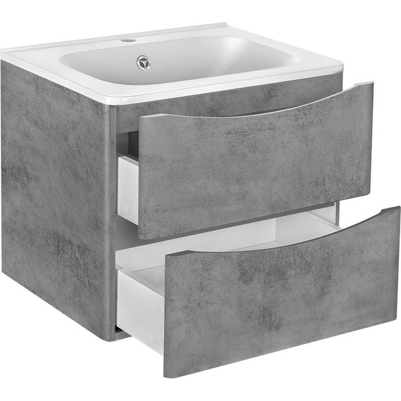 Тумба подвесная с раковиной Vincea Vico 60 см VMC-2V600BT (раковина белая VCB-2VP600W), бетон - фото 2