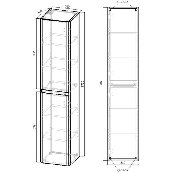 Пенал подвесной Vincea Vico 35 см VSC-2V170RW, тёмное дерево - фото 4