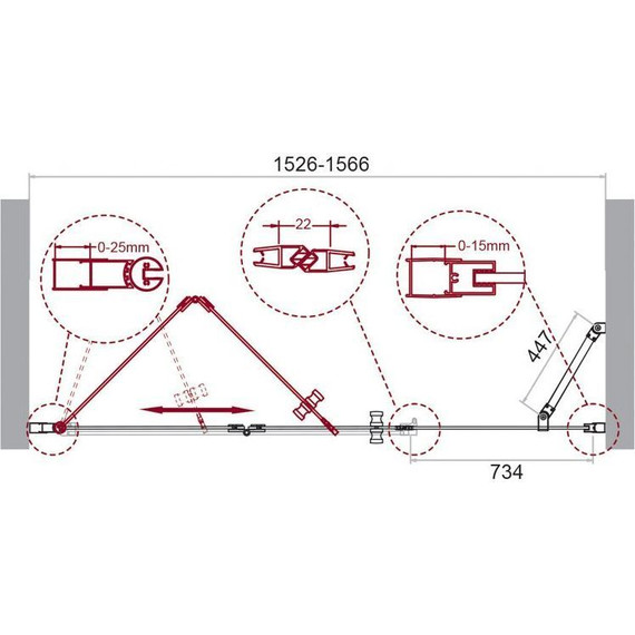 Душевая дверь BelBagno 160 см ALBANO-BS-13-80+80-C-Cr, хром/прозрачное - фото 9