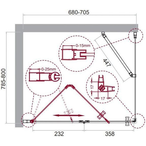 Душевое ограждение BelBagno 70х80 см ALBANO-ASH-1-70/80-C-Cr, хром/прозрачное - фото 7