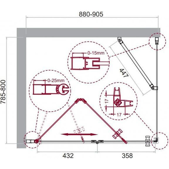 Душевое ограждение BelBagno 90х80 см ALBANO-ASH-1-90/80-C-Cr, хром/прозрачное - фото 7