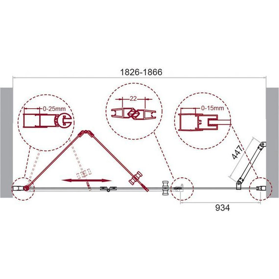 Душевая дверь BelBagno 190 см ALBANO-BS-13-100+90-C-Cr, хром/прозрачное - фото 9