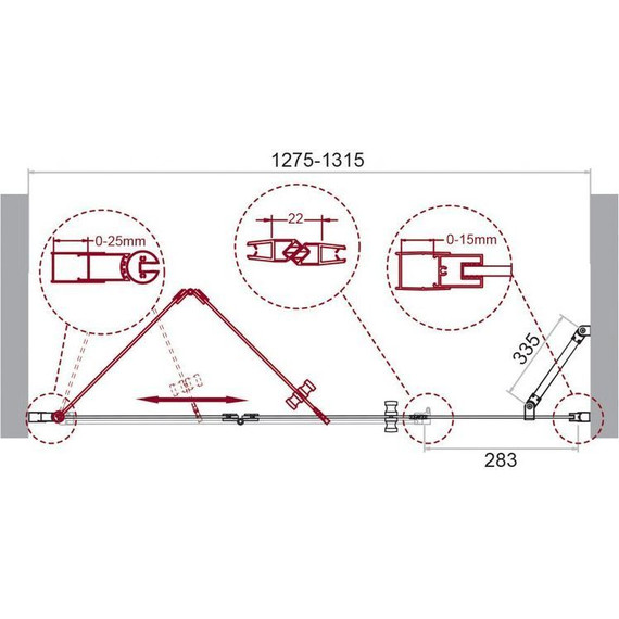 Душевая дверь BelBagno 130 см ALBANO-BS-13-30+100-C-Cr, хром/прозрачное - фото 9