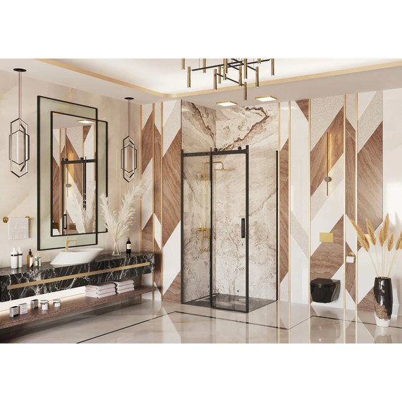 Душевое ограждение Ambassador Benefit 120x120 см 19021201HB-120HB (стекло 8 мм) чёрный/прозрачное - фото 3