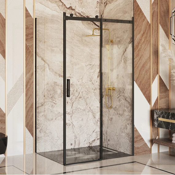 Душевое ограждение Ambassador Benefit 140x120 см 19021203HB-120HB (стекло 8 мм) чёрный/прозрачное - фото 2
