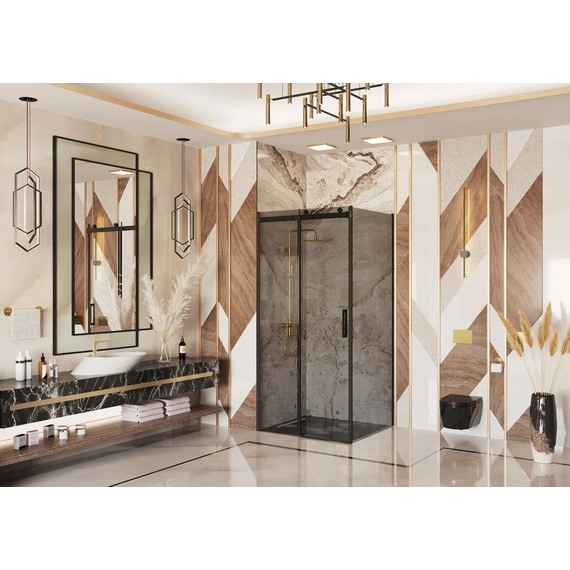 Душевое ограждение Ambassador Benefit 130x80 см 19022202HBB-80HBB (стекло 8 мм) чёрный/тонированное - фото 3