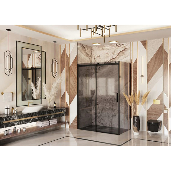 Душевое ограждение Ambassador Benefit 150x80 см 19022204HBB-80HBB (стекло 8 мм) чёрный/тонированное - фото 3