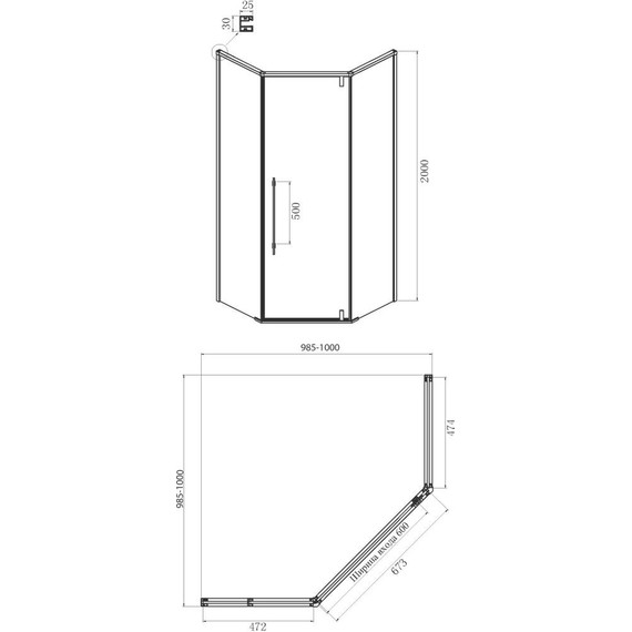 Душевое ограждение Ambassador Ritz 100x100 см 112011203 (стекло 8 мм) чёрный/прозрачное - фото 4