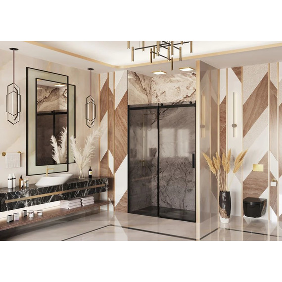 Душевая дверь Ambassador Benefit 150 см 19022204HBB (стекло 8 мм) чёрный/тонированное - фото 2