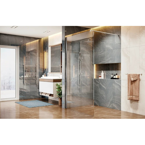 Душевая перегородка Ambassador Walk-in 100 см 15031102 с кронштейном (стекло 8 мм) хром/прозрачное - фото 3