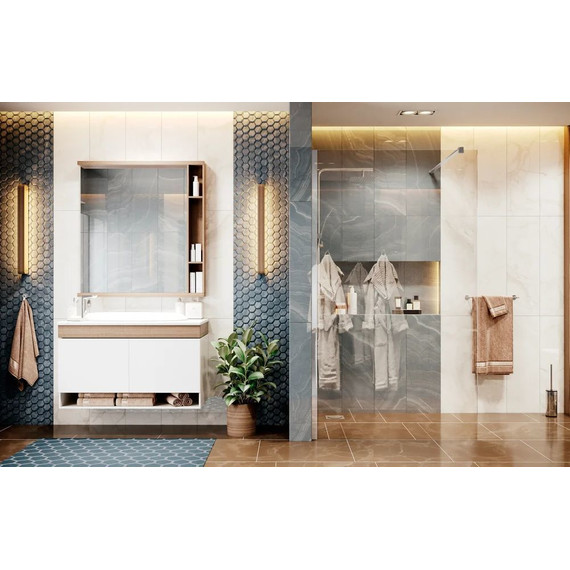 Душевая перегородка Ambassador Walk-in 100 см 15031102 с кронштейном (стекло 8 мм) хром/прозрачное - фото 4